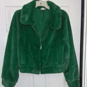 Derek Heart Emerald Grwwn Faux Fur Jacket, Sz L